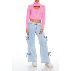 Heart Cutout Turtleneck Sweater