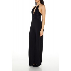 Lace Halter Wide-Leg Jumpsuit