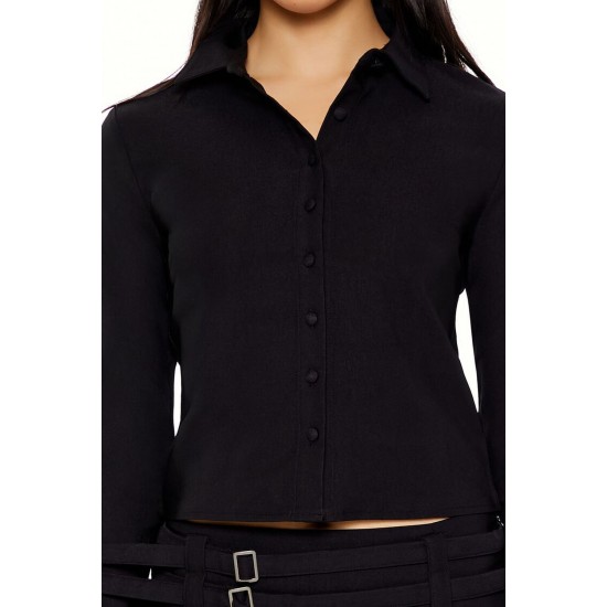 Twill Long-Sleeve Cropped Shirt Twill Long-Sleeve Cropped Shirt