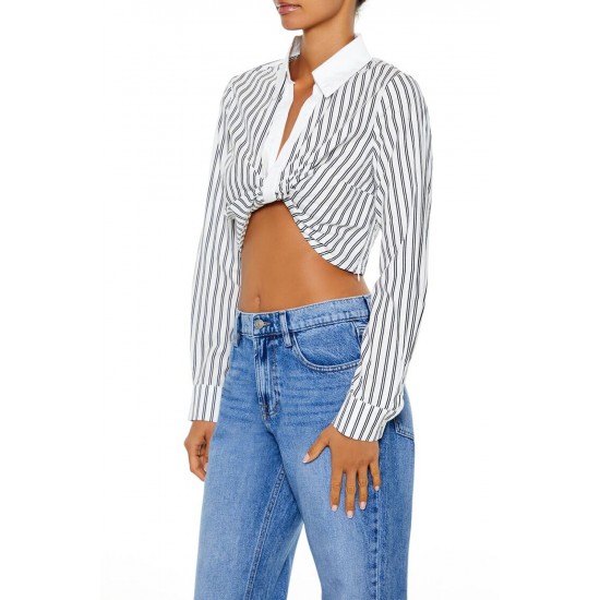 Striped Twist-Front Crop Top Striped Twist-Front Crop Top