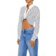 Striped Twist-Front Crop Top Striped Twist-Front Crop Top