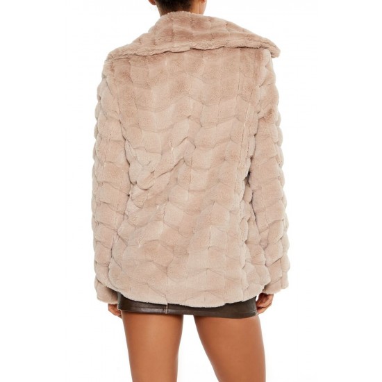 Quilted Notched Faux Fur Coat Quilted Notched Faux Fur Coat