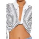 Striped Twist-Front Crop Top Striped Twist-Front Crop Top