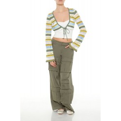 Striped Crochet Shrug Sweater