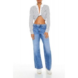Striped Twist-Front Crop Top