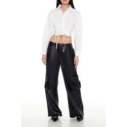 Cropped Lace-Up Shirt