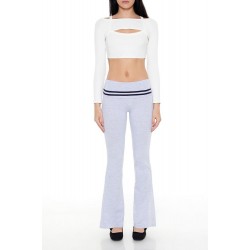 Striped Foldover Flare Leggings