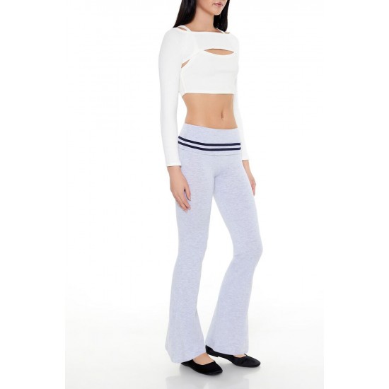 Striped Foldover Flare Leggings Striped Foldover Flare Leggings