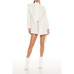 Hooded Tie-Waist Wrap Coat