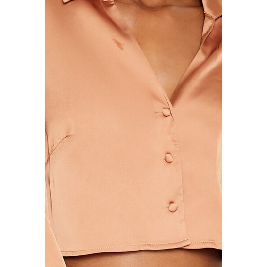 Satin Cropped Shirt Satin Cropped Shirt