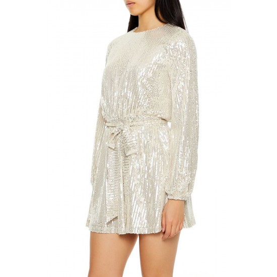 Sequin Long-Sleeve Mini Dress Sequin Long-Sleeve Mini Dress