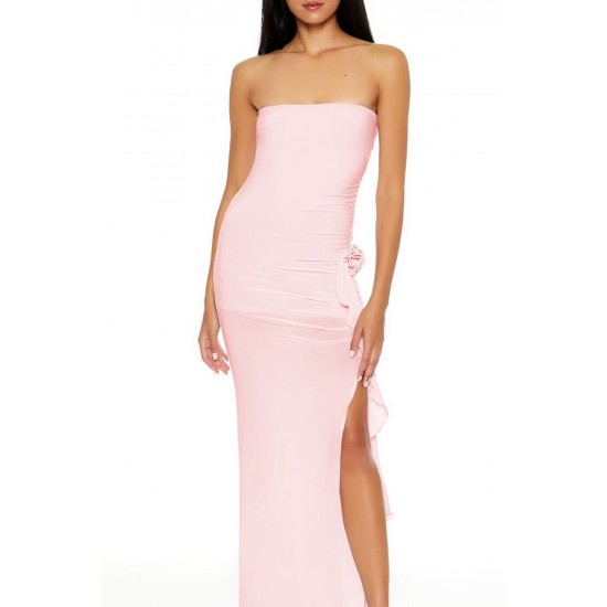 Rosette Ruffle Maxi Tube Dress Rosette Ruffle Maxi Tube Dress