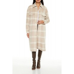 Plaid Drop-Sleeve Trench Coat