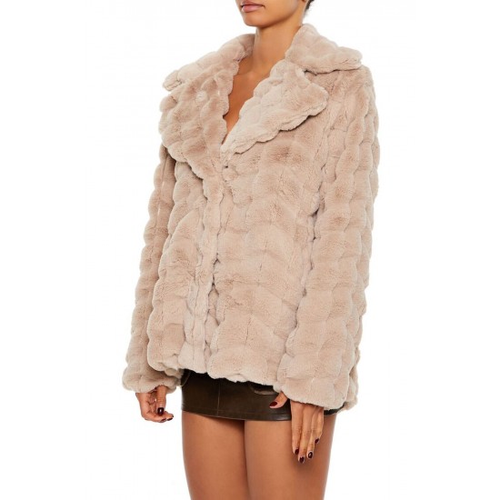Quilted Notched Faux Fur Coat Quilted Notched Faux Fur Coat