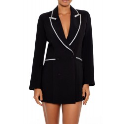 Rhinestone-Trim Blazer Dress