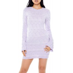 Textured Bell-Sleeve Mini Dress