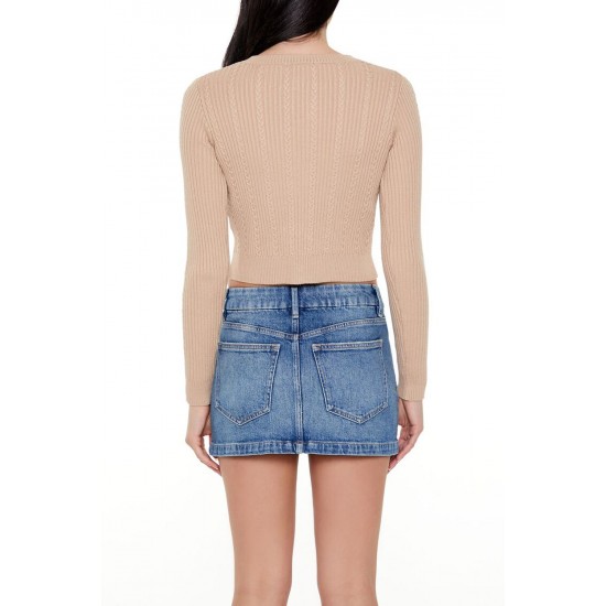 Cropped Cable Knit Cardigan Sweater Cropped Cable Knit Cardigan Sweater