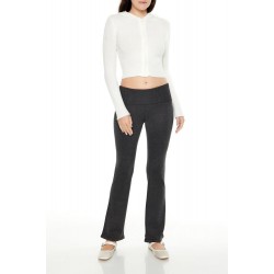 Sweater-Knit Foldover Flare Pants