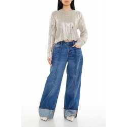 Metallic Cable Knit Sweater