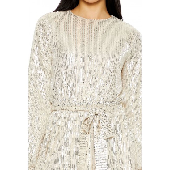 Sequin Long-Sleeve Mini Dress Sequin Long-Sleeve Mini Dress