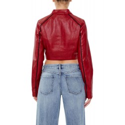 Two-Tone Cropped Moto Jacket
