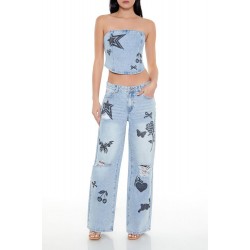 Tattoo Mid-Rise Baggy Jeans