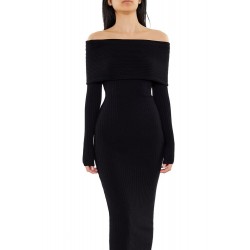 Off-the-Shoulder Midi Sweater Dress