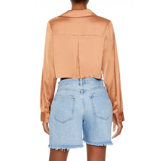 Satin Cropped Shirt Satin Cropped Shirt