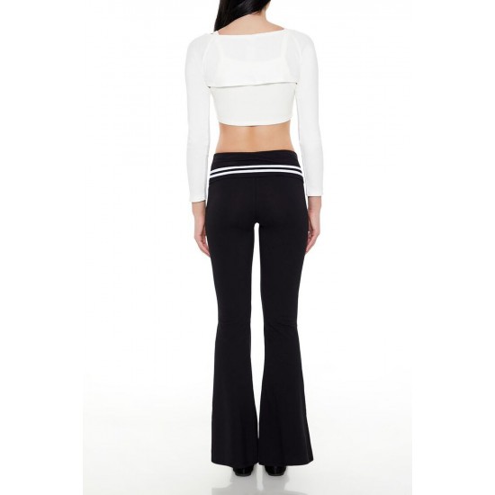 Striped Foldover Flare Leggings Striped Foldover Flare Leggings