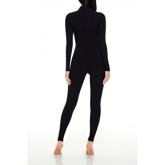 Fitted Mock Neck Jumpsuit Fitted Mock Neck Jumpsuit