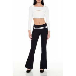 Striped Foldover Flare Leggings
