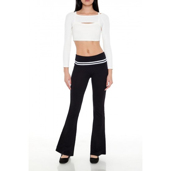 Striped Foldover Flare Leggings Striped Foldover Flare Leggings