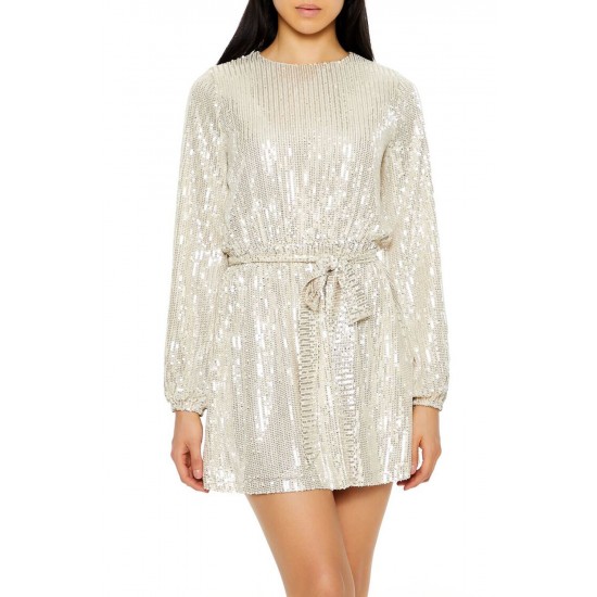 Sequin Long-Sleeve Mini Dress Sequin Long-Sleeve Mini Dress