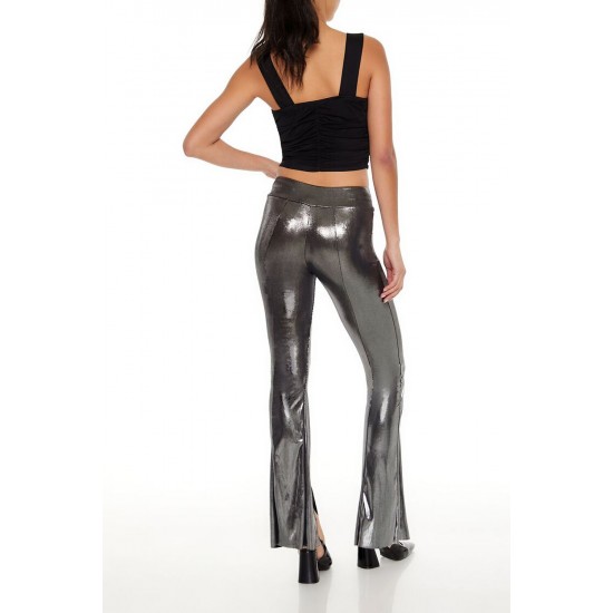 Metallic Mid-Rise Flare Leggings Metallic Mid-Rise Flare Leggings