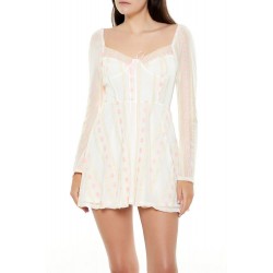 Embroidered Sweetheart Mini Dress