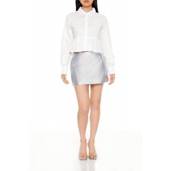 Rhinestone Cropped Peplum Shirt