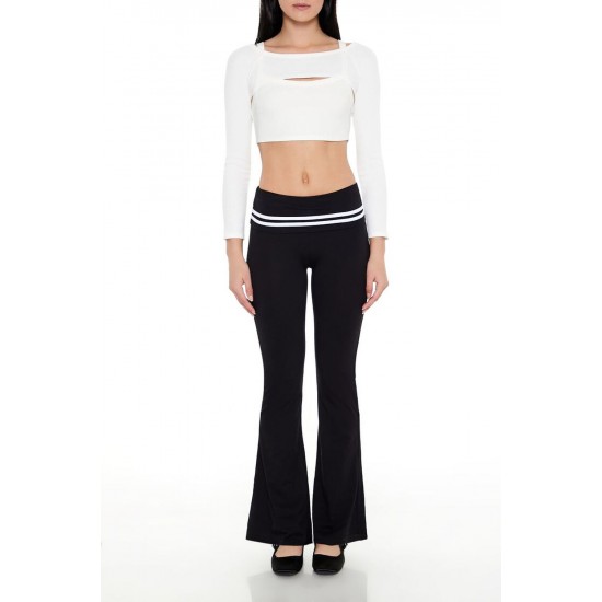 Striped Foldover Flare Leggings Striped Foldover Flare Leggings