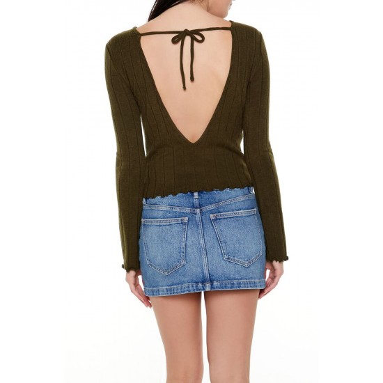 Ribbed Knit Plunge-Back Top Ribbed Knit Plunge-Back Top