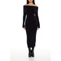Off-the-Shoulder Midi Sweater Dress