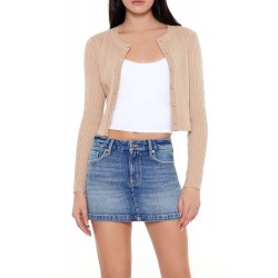 Cropped Cable Knit Cardigan Sweater