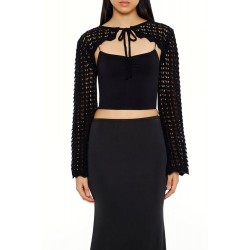 Crochet Tie-Front Shrug Sweater