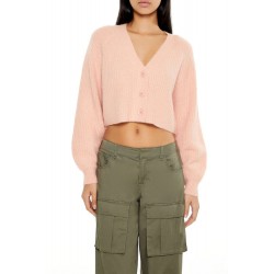 Fuzzy Ribbed Cardigan Sweater
