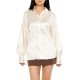 Pinstriped Dolman-Sleeve Satin Shirt Pinstriped Dolman-Sleeve Satin Shirt