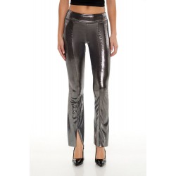 Metallic Mid-Rise Flare Leggings
