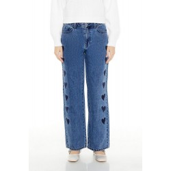 Heart Embroidered High-Rise Jeans