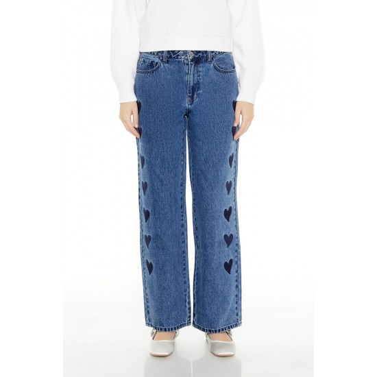 Heart Embroidered High-Rise Jeans Heart Embroidered High-Rise Jeans