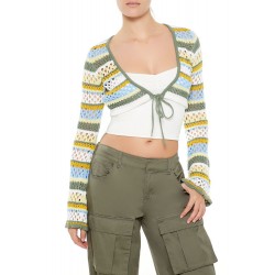 Striped Crochet Shrug Sweater