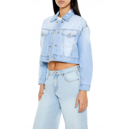 Denim Cropped Trucker Jacket Denim Cropped Trucker Jacket