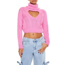 Heart Cutout Turtleneck Sweater
